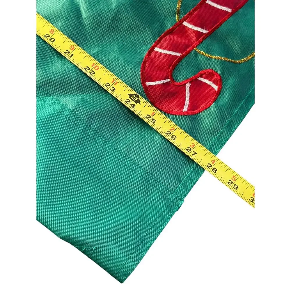 Vtg Applique Christmas Holiday Yard‎ Flag Double Sided Nutcracker Candy Cane